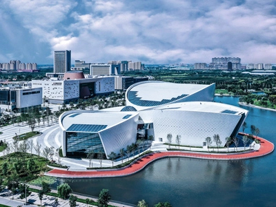 Lanjing vidro arquitetônico no centro cultural de Zibo